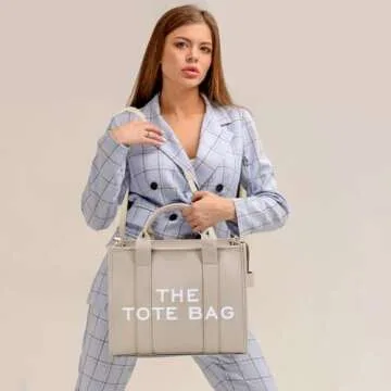 Stylish Lumglue Women's Tote Bag - PU Leather Beige Handbag