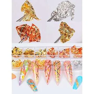 Spearlcable Nail Art Decoration Kit,50 Sheets Nail Stickers Crystal Rhinestones set Holographic Butterfly glitter Nail Foil Nail Tape Strips Iridescent Nail Sequins Flake for Acrylic Nail Art