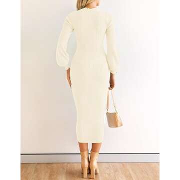 ZESICA Women's Square Neck Ribbed Knit Dress - Chic & Cozy