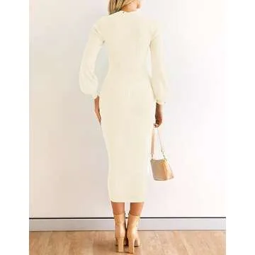 ZESICA Women's Square Neck Ribbed Knit Dress - Chic & Cozy