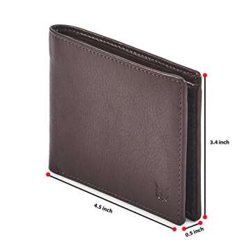 Real Leather Mens Bifold Wallet RFID Blocking Slim Minimalist Front Pocket - Thin & Stylish with ID ...
