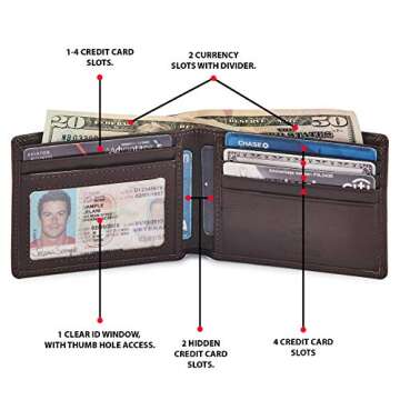 Real Leather RFID Blocking Bifold Wallet - Elegant & Secure