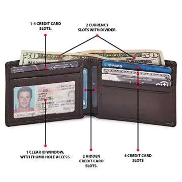 Real Leather RFID Blocking Bifold Wallet - Elegant & Secure
