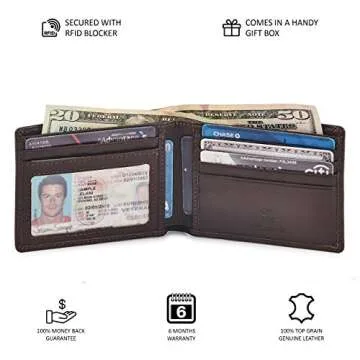 Real Leather RFID Blocking Bifold Wallet - Elegant & Secure