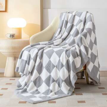 SeaRoomy Checkered Throw Blanket - Ultra Soft Reversible Microfiber Cozy Blanket