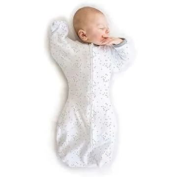 Amazing Baby Transitional Swaddle Sack with Arms Up Half-Length Sleeves and Mitten Cuffs, Small, 0-3 months, 6-14 lbs, Sterling Confetti (Arms Up Swaddle, Transition Swaddle Sleep Sack)