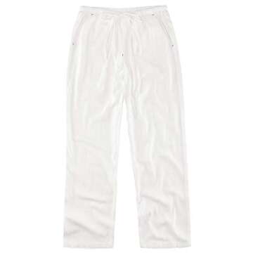 Mens Linen Cotton Drawstring Pants Summer Beach Trousers Loose Lightweight Yoga Lounge Pajamas Pant White Large