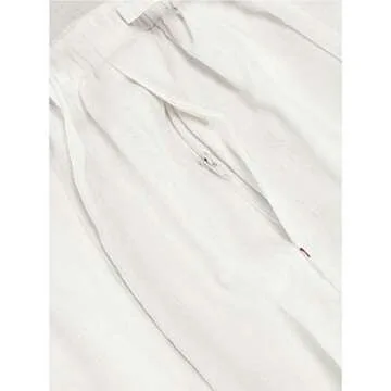Mens Linen Cotton Drawstring Pants Summer Beach Trousers Loose Lightweight Yoga Lounge Pajamas Pant White Large