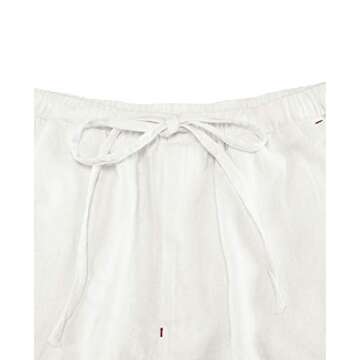 Mens Linen Cotton Drawstring Pants Summer Beach Trousers Loose Lightweight Yoga Lounge Pajamas Pant White Large