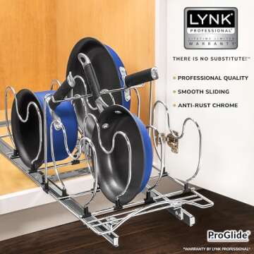 LYNK PROFESSIONAL® Pot and Pan Organizer for Cabinet - Pull Out Pan Organizer Rack - Slide Out Pans...