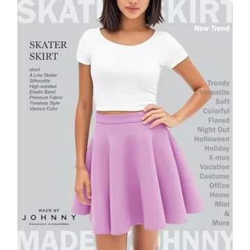 MBJ WB211 Women's Basic Versatile Stretchy Flared Skater Skirt for Girl XS Lilac