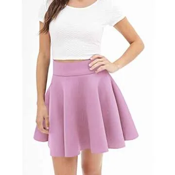 MBJ WB211 Women's Basic Versatile Stretchy Flared Skater Skirt for Girl XS Lilac