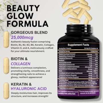 VITBOOST Biotin with Hyaluronic Acid, Collagen and Keratin – 25000 mcg Hair Growth Vitamins for Me...