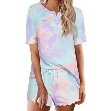 Ekouaer Tie Dye Pajamas Set for Women - Cozy 2 Piece Loungewear