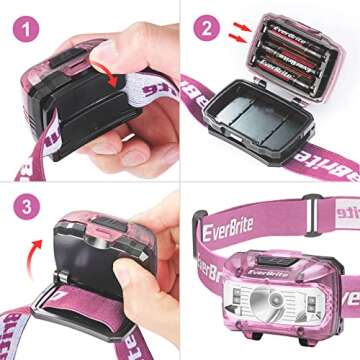 EverBrite Headlamp, 2 Pack Kids Headlamp with Red Light and Memory Function, Head Lamp for Adults and Kids with 5 Modes, Bright Headlamps for Camping, Running, Batteries Included