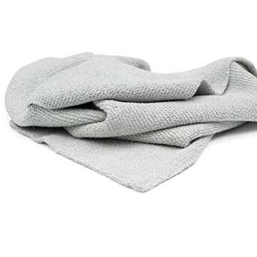 The Rag Company - The Edgeless Pearl - Professional Microfiber Detailing Towel for Ceramic Coating, Leveling & Sealant Removal, Scratch-Free & Tagless, 320gsm, 16x16 inches, Ice Grey - 12-Pack