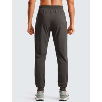 CRZ YOGA Athletic Joggers for Men 29" Lightweight Water Resistant Outdoor Workout Pants with Zip Poc...