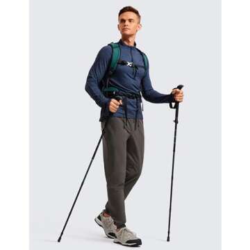 CRZ YOGA Athletic Joggers for Men 29" Lightweight Water Resistant Outdoor Workout Pants with Zip Pockets Arbor Olive Large