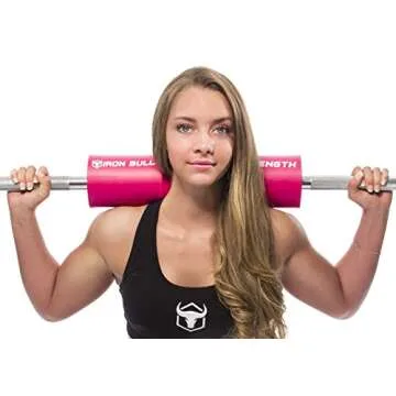 Iron Bull Strength Advanced Squat Pad - Barbell Pad for Squats, Lunges & Hip Thrusts - Neck & Shoulder Protective Pad Support (Pink)