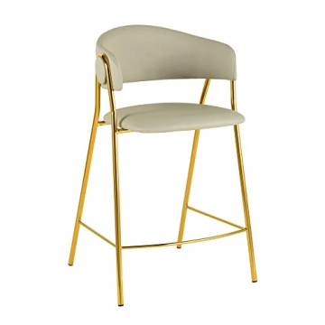 Lara Cream Vegan Leather Counter Stool Set of 2 by Inspire Me! Home Decor