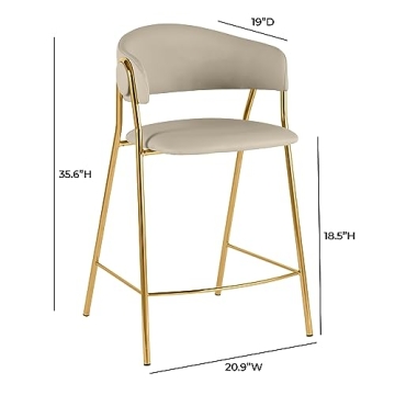 Lara Cream Vegan Leather Counter Stool Set of 2 for Stylish Homes