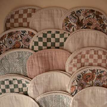 mushie Muslin Baby Burp Cloths | 100% Organic Cotton, Set of 2 (Blush/Fog)