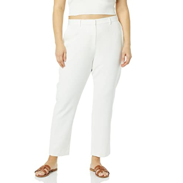 Stylish Abby Flat Front Pant by The Drop - Ivory Comfort