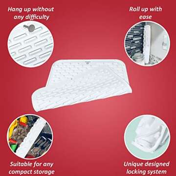 STARCONE Silicone Dish Drying Mat- Flexible Large White 18"x16" 8mm High Ridges Mat Food Grade Safe Eco-Friendly Heat Resistant Non-Slip Fastest Drying Mat for Bathroom Kitchen Counter