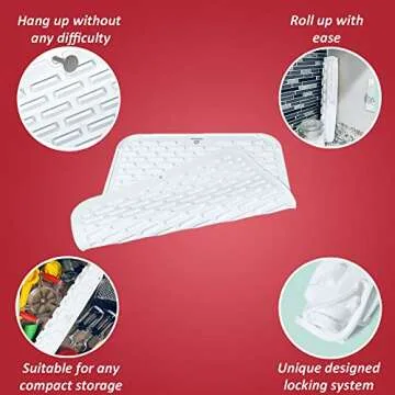 STARCONE Silicone Dish Drying Mat- Flexible Large White 18"x16" 8mm High Ridges Mat Food Grade Safe Eco-Friendly Heat Resistant Non-Slip Fastest Drying Mat for Bathroom Kitchen Counter