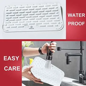 STARCONE Silicone Dish Drying Mat- Flexible Large White 18"x16" 8mm High Ridges Mat Food Grade Safe Eco-Friendly Heat Resistant Non-Slip Fastest Drying Mat for Bathroom Kitchen Counter