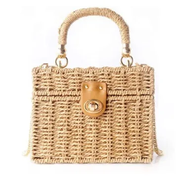 Handwoven Rattan vintage purse Bag Natural Chic Casual Handbag Beach Sea tote Basket Straw vacation ...