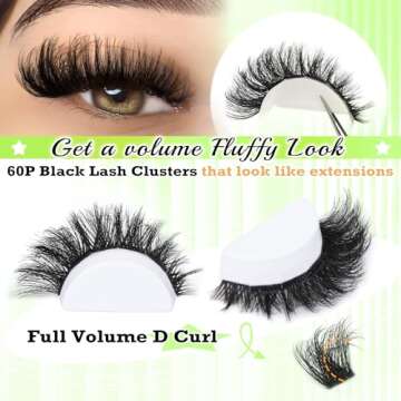 Focipeysa Lash Clusters DIY Lash Extension Kit 60P Eyelash Extension Wispy Individual Lashes Extensi...