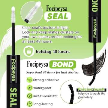 Focipeysa Lash Clusters DIY Lash Extension Kit 60P Eyelash Extension Wispy Individual Lashes Extension with Bond and Seal Glue, Lash Applicator DIY at Home for Beginner (60P 10-18MM)