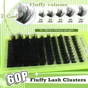 Focipeysa Lash Clusters DIY Lash Extension Kit 60P Eyelash Extension Wispy Individual Lashes Extension with Bond and Seal Glue, Lash Applicator DIY at Home for Beginner (60P 10-18MM)