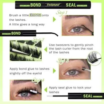 Focipeysa Lash Clusters DIY Lash Extension Kit 60P Eyelash Extension Wispy Individual Lashes Extension with Bond and Seal Glue, Lash Applicator DIY at Home for Beginner (60P 10-18MM)