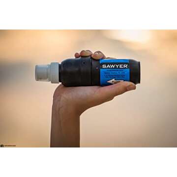 Sawyer Products SP137 Squeeze Water Filtration System with One Pouch, Straw, and Hydration Pack Adapters,Black/Blue