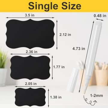 JEFURE 120 Pcs Chalkboard Labels for Storage Bins, Chalk Labels for Containers, Waterproof Mason Jar Labels, Reusable Chalk Labels for Mason Jar, Parties Decoration, Weddings, 2 Liquid Chalk Markers