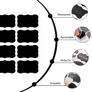 JEFURE 120 Pcs Chalkboard Labels for Storage Bins, Chalk Labels for Containers, Waterproof Mason Jar Labels, Reusable Chalk Labels for Mason Jar, Parties Decoration, Weddings, 2 Liquid Chalk Markers