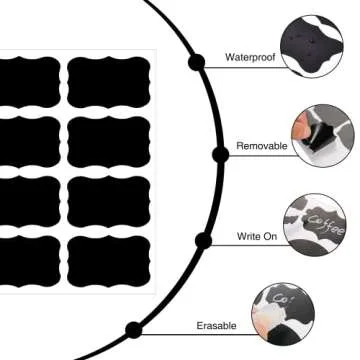 JEFURE 120 Pcs Chalkboard Labels for Storage Bins, Chalk Labels for Containers, Waterproof Mason Jar Labels, Reusable Chalk Labels for Mason Jar, Parties Decoration, Weddings, 2 Liquid Chalk Markers