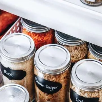 JEFURE 120 Pcs Chalkboard Labels for Storage Bins, Chalk Labels for Containers, Waterproof Mason Jar Labels, Reusable Chalk Labels for Mason Jar, Parties Decoration, Weddings, 2 Liquid Chalk Markers