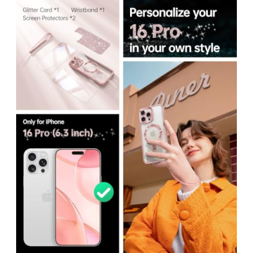 Meifigno Rose Gold iPhone 16 Pro Case with MagSafe