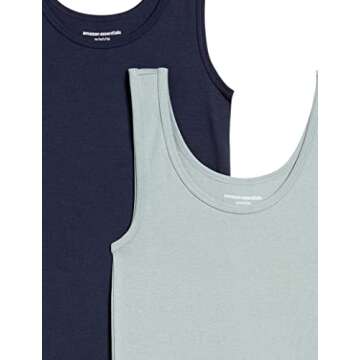 Amazon Essentials Women's Slim-Fit Tank, Pack of 2, Navy & Sage