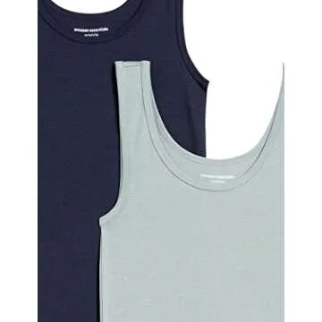 Amazon Essentials Women's Slim-Fit Tank, Pack of 2, Navy & Sage