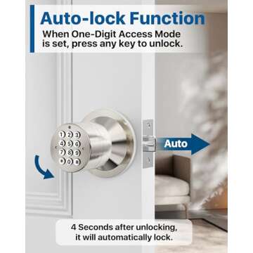 HIDALIFE Door Knob with Keypad, Keyless Entry Door Lock, Door Lock for Bedroom, Door Knob with Lock for Front Door Garage Home Apartment, Satin Nickel