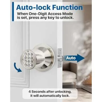 HIDALIFE Door Knob with Keypad, Keyless Entry Door Lock, Door Lock for Bedroom, Door Knob with Lock for Front Door Garage Home Apartment, Satin Nickel