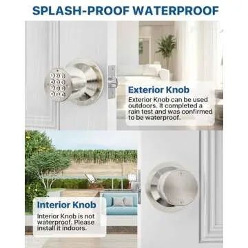 HIDALIFE Door Knob with Keypad, Keyless Entry Door Lock, Door Lock for Bedroom, Door Knob with Lock for Front Door Garage Home Apartment, Satin Nickel