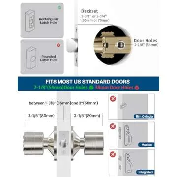HIDALIFE Door Knob with Keypad, Keyless Entry Door Lock, Door Lock for Bedroom, Door Knob with Lock for Front Door Garage Home Apartment, Satin Nickel