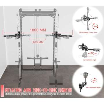 EonfitOmni Power Rack with Cable Crossover, Power Cage Squat Rack for Home Gym with Pulley System LA...