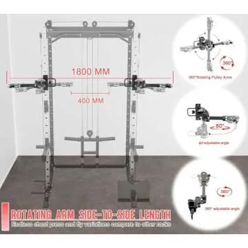 EonfitOmni Power Rack with Cable Crossover, Power Cage Squat Rack for Home Gym with Pulley System LA...