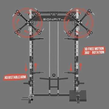 EonfitOmni Power Rack with Cable Crossover, Power Cage Squat Rack for Home Gym with Pulley System LAT Pulldown Free Motion Arms Fitness Machines with for Strength Training